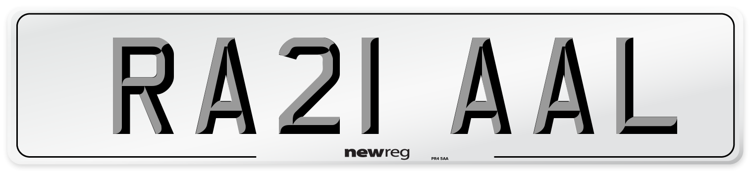 RA21 AAL Number Plate from New Reg